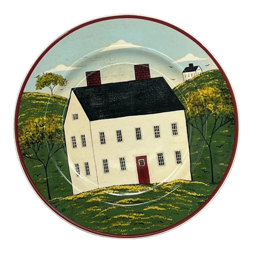 1988 Sakura Warren Kimble Country Life 8” Salad Plates Brandon House Folk Art - Picture 1 of 6